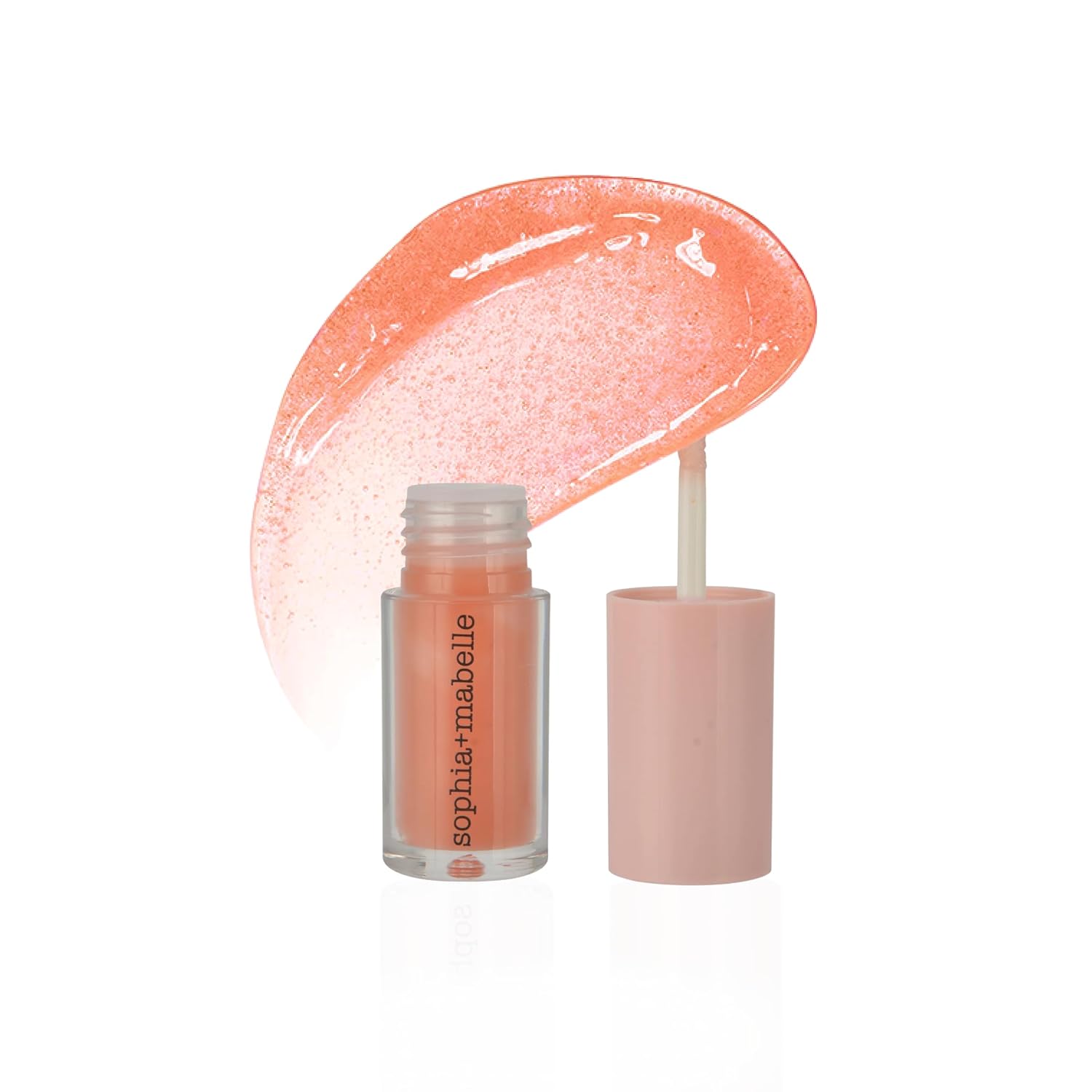 Sophia + Mabelle Hydrating Lip Oil – Lightweight, Non-Sticky & High-Shine Lip Gloss Oil – Moisturizing, Nourishing, Soothing Tinted Formula for Soft Lips – 3.7g (Cabana Service (Peach), 3.7g)