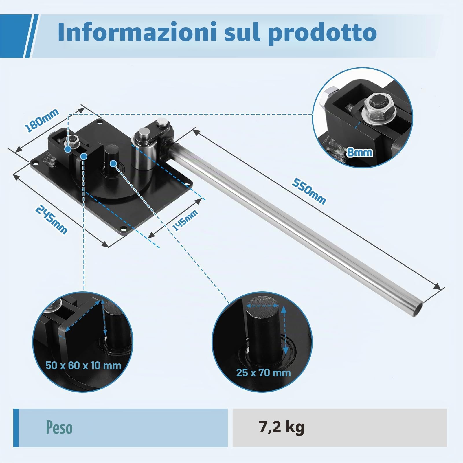 MXBAOHENG Piega Tondini Ferro per Edilizia 1-16mm Piegaferro Manuale Armato Strumento di Piegatura Asta Manuale Barra in Acciaio Bender Costruzione per acciaio rotondo/acciaio di rinforzo/ferro piatto