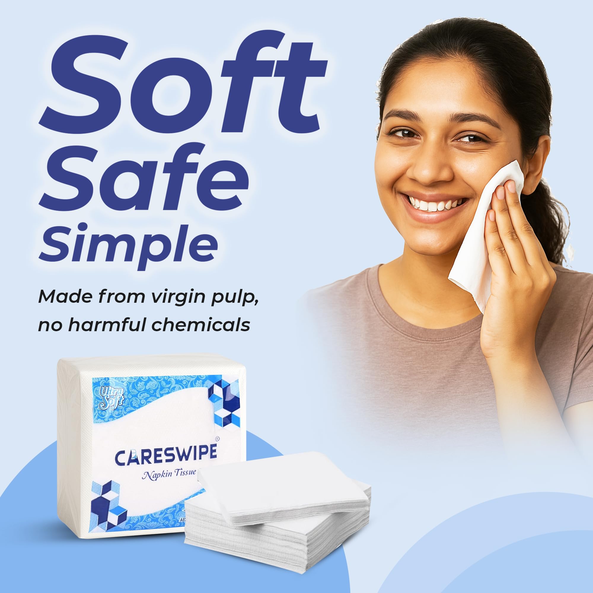 Soft Paper Napkins - 400 Sheets | Careswipe -3