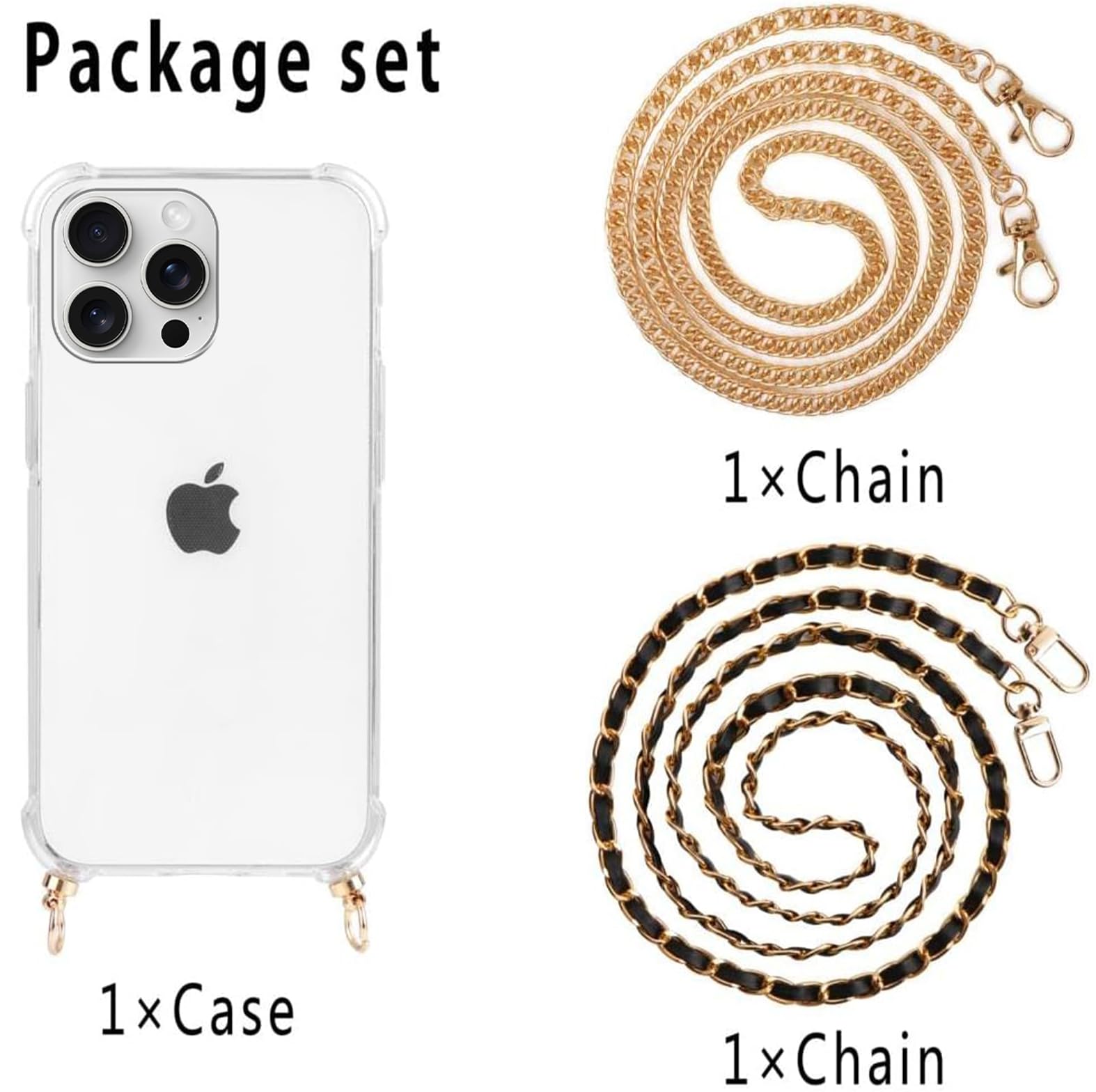 Custodia Per IPhone 16 Pro Con Laccio - Trasparente E Protettiva, Con Cordino Girocollo, Nero