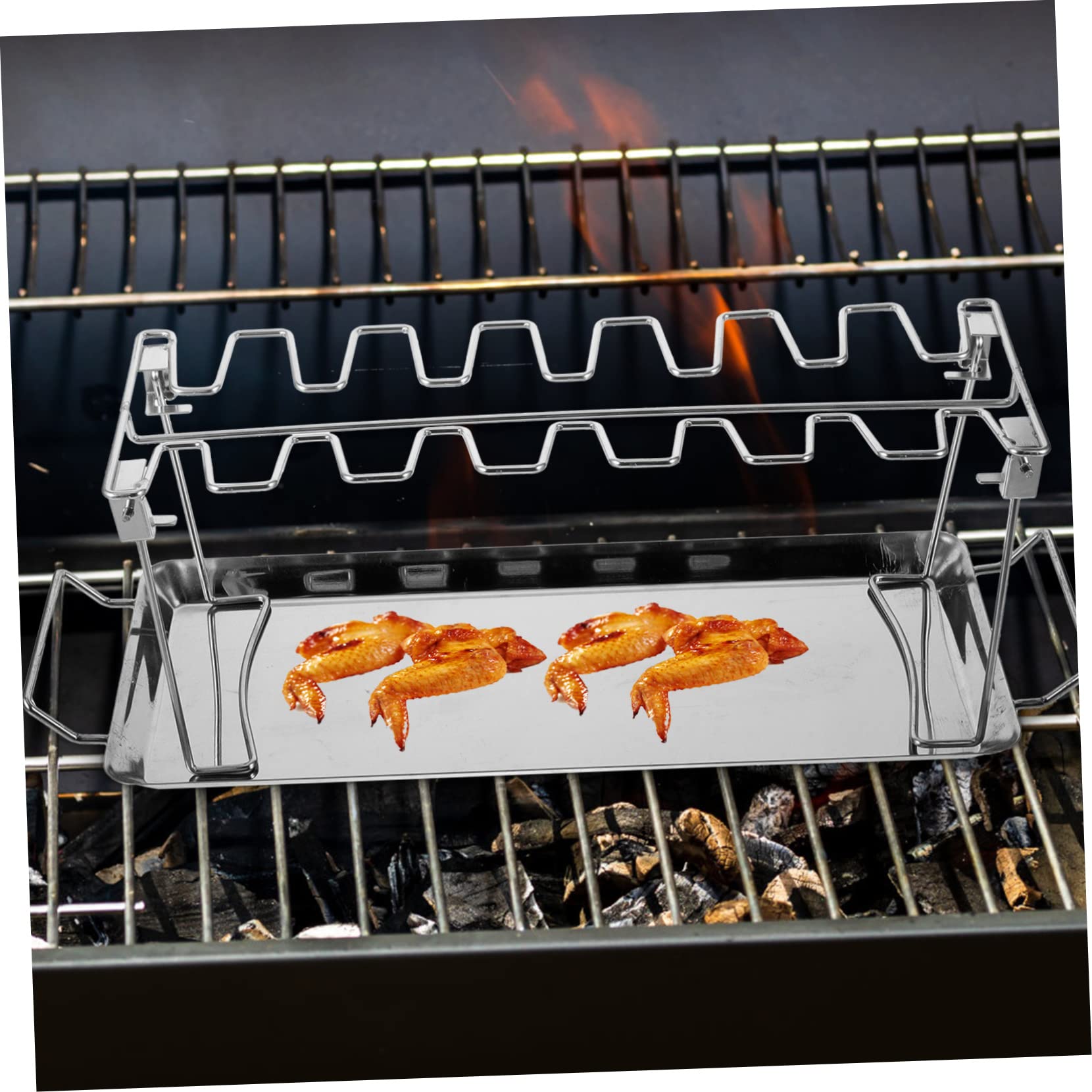 Set di Forchette per Barbecue da 2 Pezzi in Acciaio Inox | Struttura Pieghevole, Colore Argento, per Campeggio e Festa in Giardino