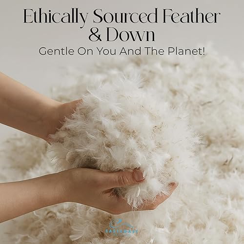 Miniatura 5 de Cozy Dream - Almohadas de plumas y plumón de ganso, certificado RDS, funda 100% algodón, colección de hotel, para dormir en cama, soporte medio,