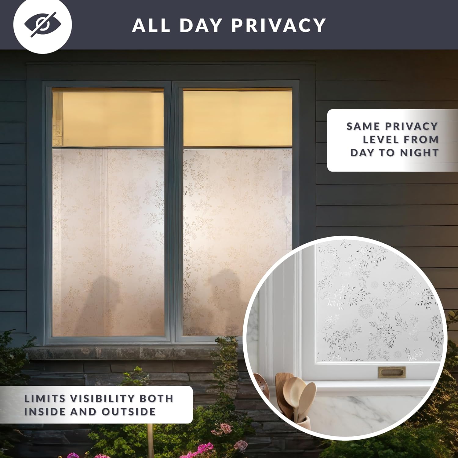 Artscape Elderberry | Decorative Privacy Window Film with Textured Glass Pattern | Non-Adhesive & UV Protection | Easy to Apply & Removable | 36 x 72 Inches | Made in USA