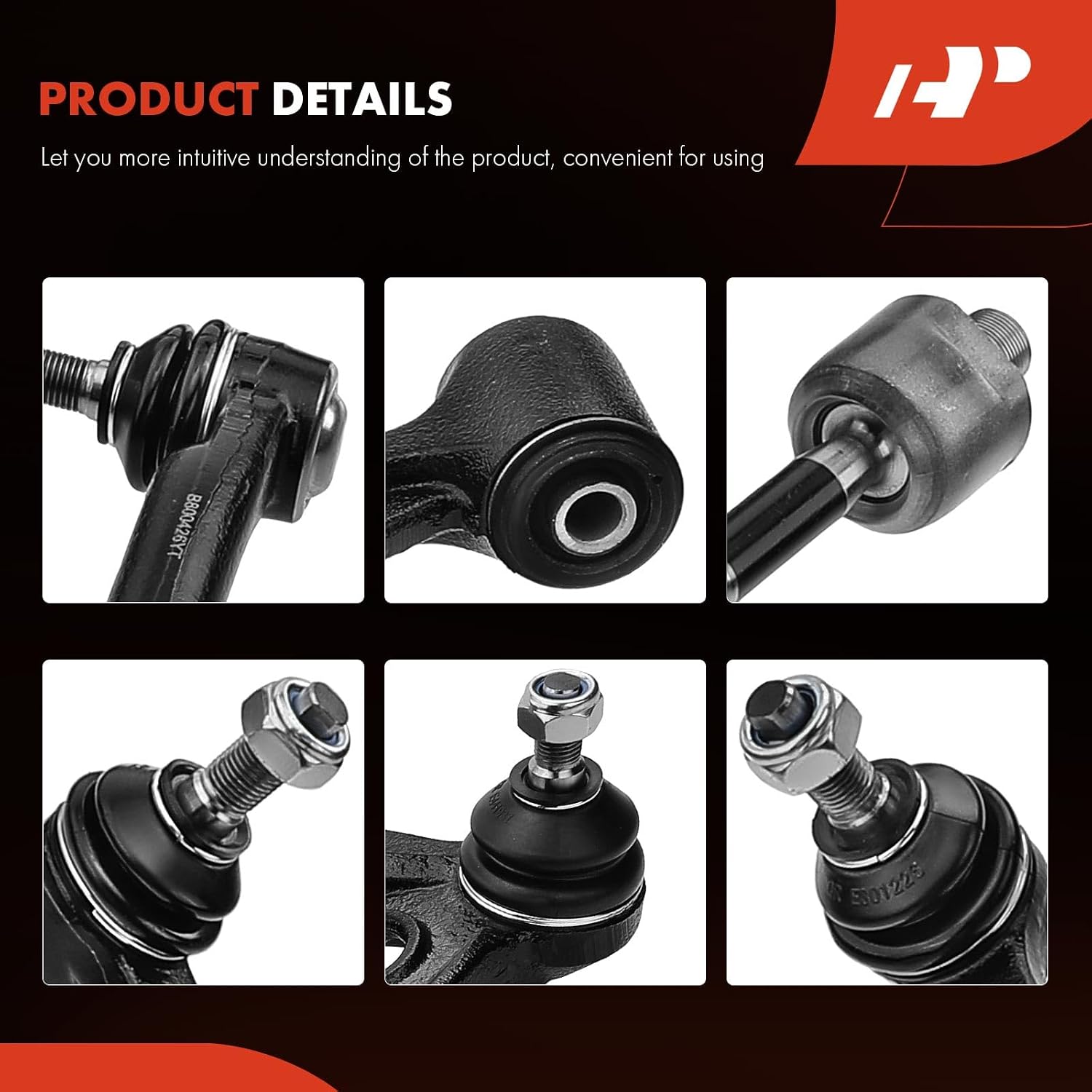 A-Premium Set of 6, Front Lower Control Arm, Inner Outer Tie Rod End, Compatible with Suzuki Grand Vitara 1999-2005, XL-7 2002-2006