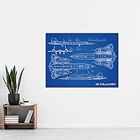 Vista 2 de Artery8 SR-71 Blackbird Habu US Aircraft Spy Plane Blueprint Plan Extra Grande XL Wall Art Poster Print