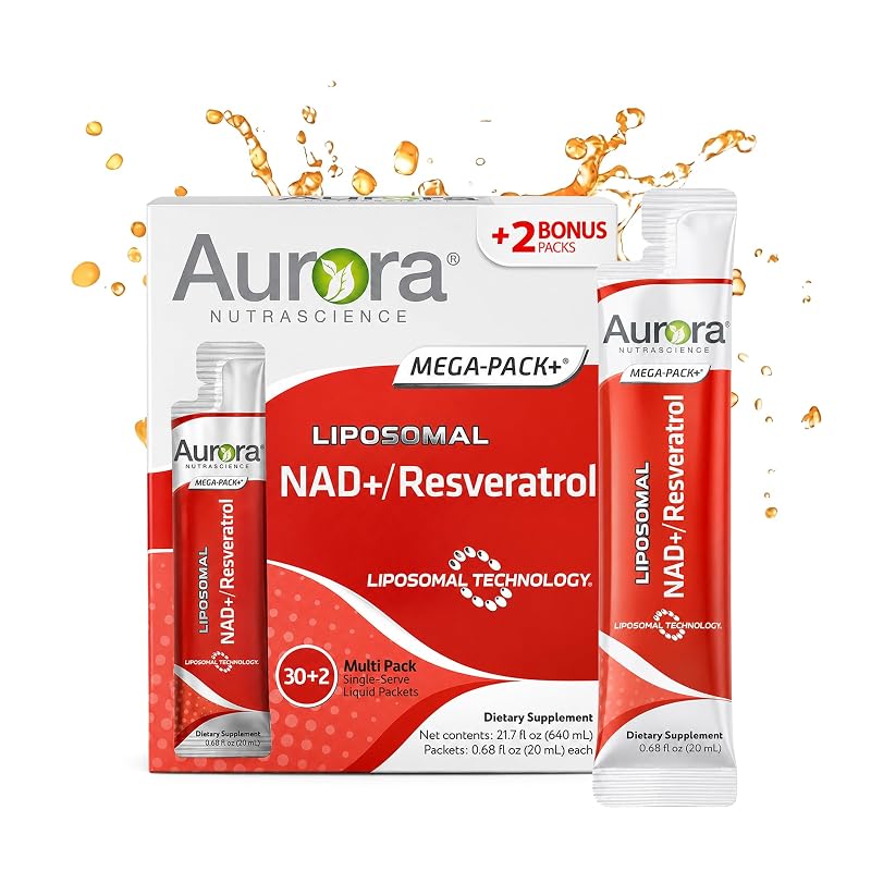 Vida Lifescience Suplemento líquido de NAD+ lipossomal com resveratrol, 32 sachês
