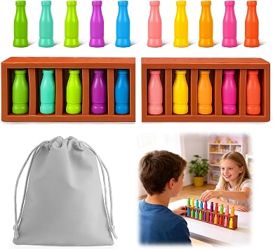 Vodolo 20pcs Bottle Color Match Game,Family Matching Games,Memory and Logical Training Bottle flip Game for fmaily, Party Activities