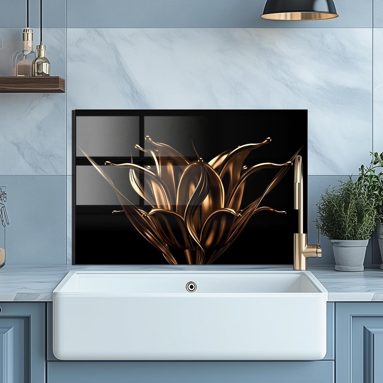 Evgosm Tempered Glass Backsplash for Kitchen, Flowers Stove Splashback, Glass Backsplash, Used for Kitchen Wall Protection and Decoration, Easy to Install and Clean. (30x16'')