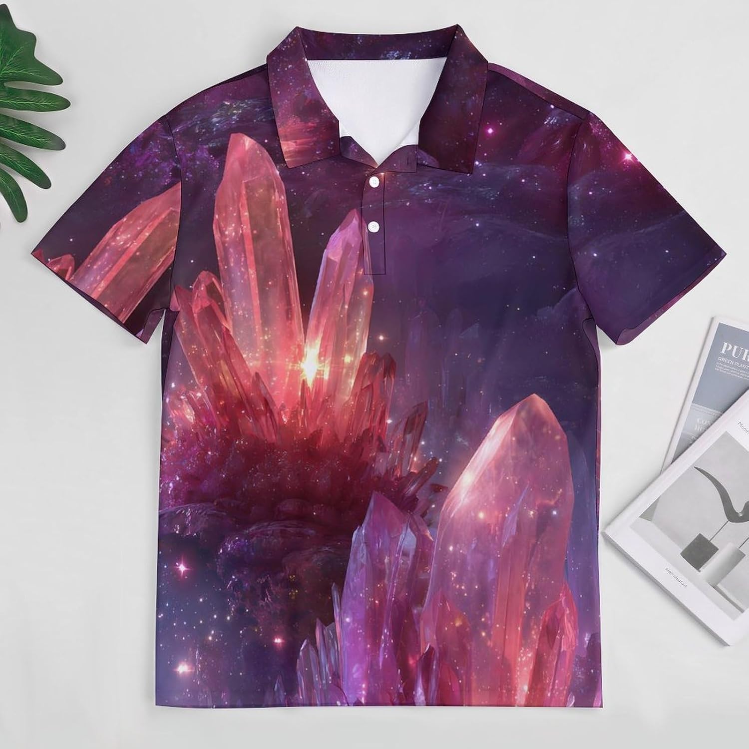 Ethereal Crystal Golf Polo Shirts for Men Casual T Shirts 5X-Large