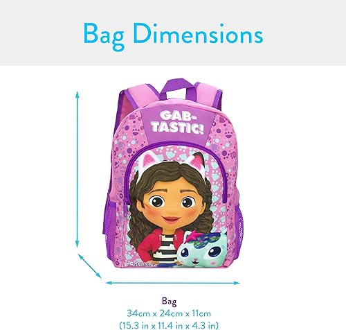 Miniatura 3 de Gabby's Dollhouse Mochila Bolsa Mercat y Gabby Mochila escolar para niñas, Rosado, Mochilas Daypack