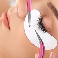 Vista 6 de Hotop 2 Piezas Pinzas de punta recta y curva para extensiones de pestañas, Herramientas de aplicación de pestañas postizas de acero inoxidable rosa.