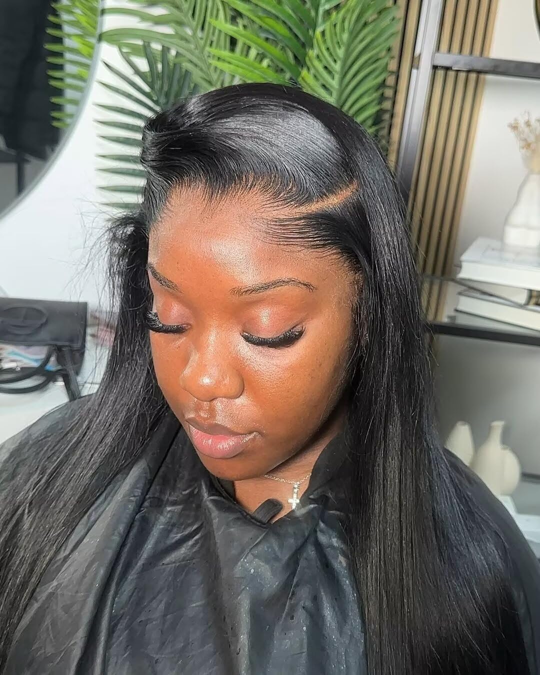 New Trend Hairline Human Hair Straight Wigs Pre Plucked 13X4 HD Invisible Lace Frontal Human Hair Wigs with Bleached Knots 150% Density Brazilian Hair M Hairline Straight Wigs For Woman 14Inch