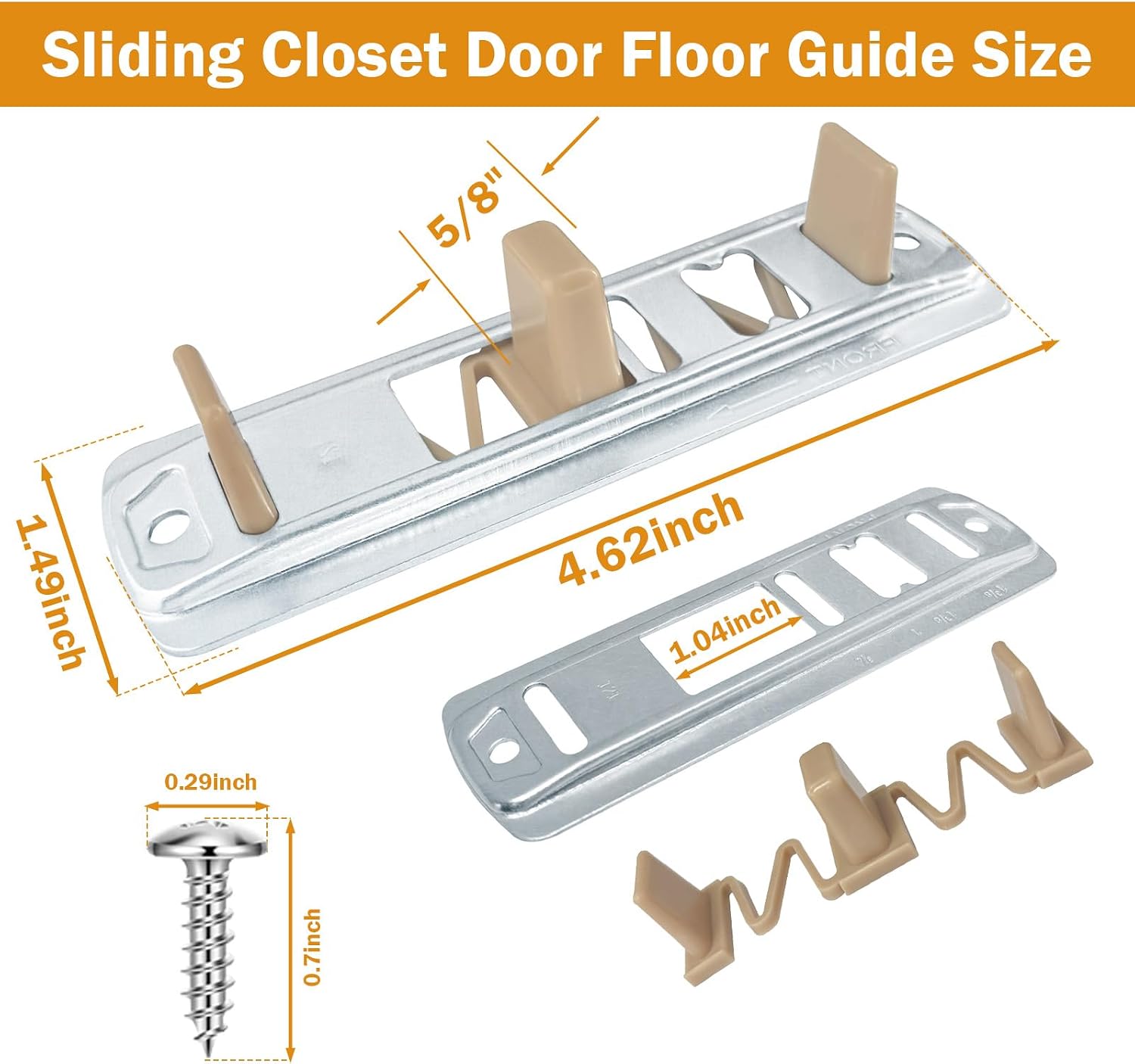 Sliding Closet Door Floor Guide, Stamped Steel Sliding Closet Door Hardware, Adjustable Floor Guide Compatible with Prime-Line N 6560 Fits 3/4" to 1-3/8" Doors-Browm (8 Pack)
