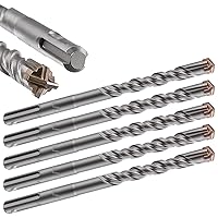 Vista 41 de Broca para hormigón, 1 unidad, 1 pulgada x 10 "-8 pulgadas, material de carburo de doble rosca de tipo cruzado, adecuado para hormigón, ladrillo