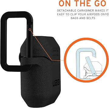 URBAN ARMOR GEAR UAG-APSV2-BK SILICONE_001 for Apple AirPods Shockproof/Carabiner Included Black