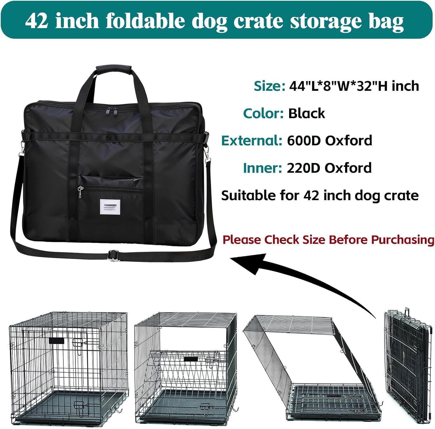 Dog Crate & Playpen storage bag, 42 inch Heavy Duty waterproof Dog Crate Travel Bag with handles for Foldable Wire Crates & Pet Supplies