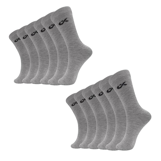 XJARVIS® TEXAS Men’s Formal Crew Socks for Office, Business, School, Uniform & Work Use | Cotton Rich, Odour-Free, Breathable Calf-Length Socks for Men | Free Size – Multi Pack – Black, White, Grey