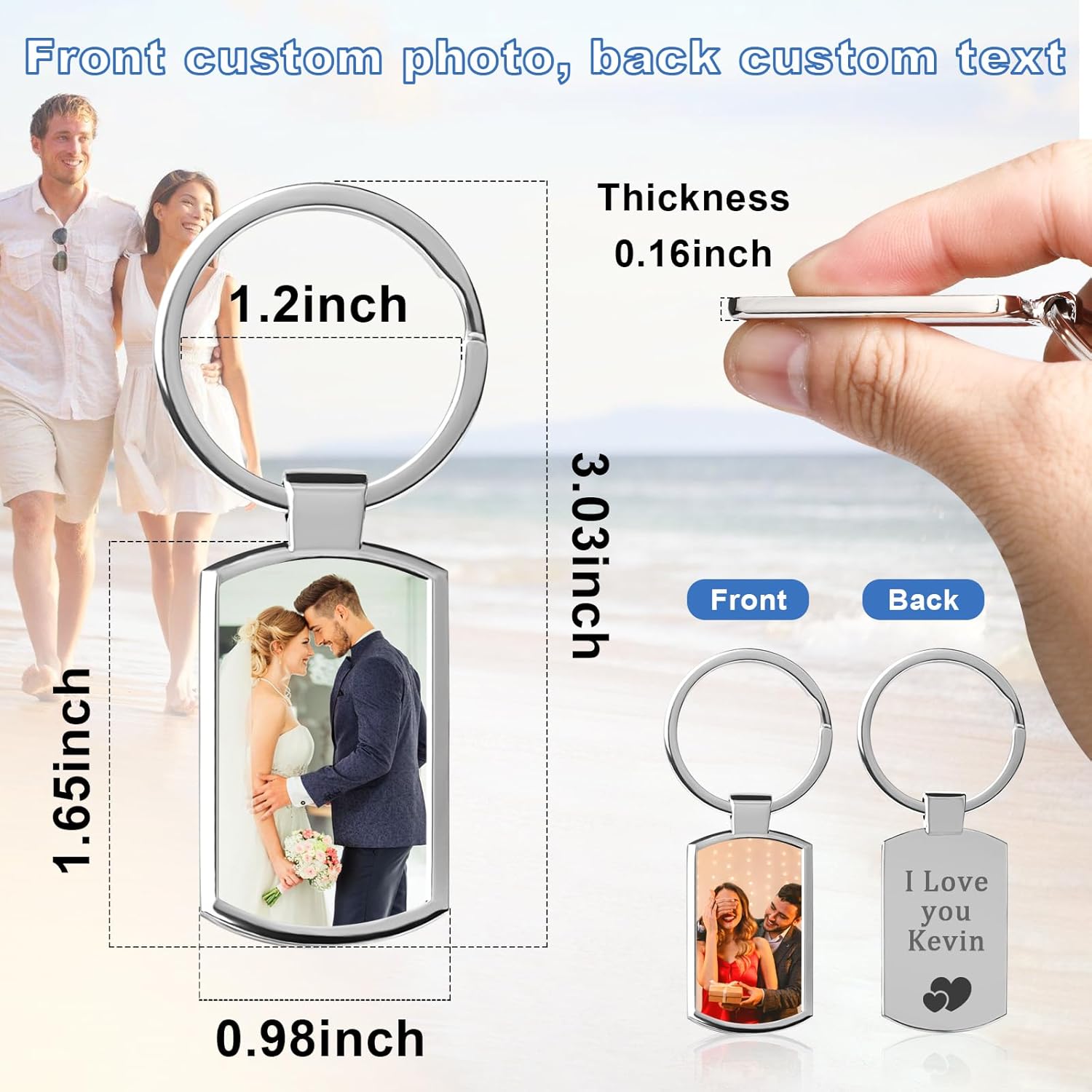 Double Side Custom Keychain with Picture Personalized Engraving Photo Text Customized Gifts for Men Women - Image 3