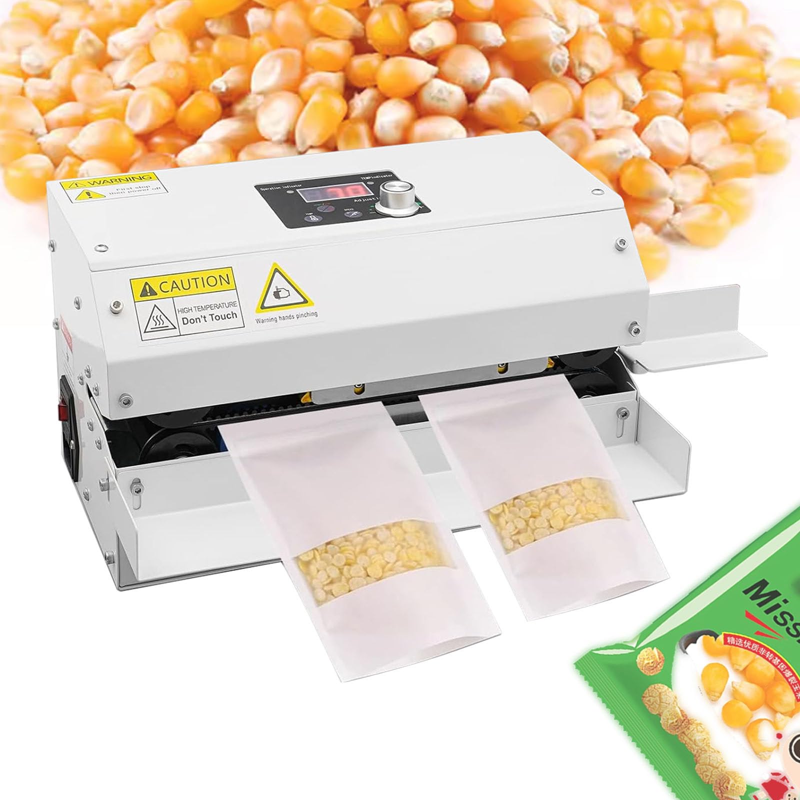Aserzenith 1 Horizontal Continuous Bag Band Sealing Machine,Bag Sealer W/Digital Temp,Bag Sealer Heat Seal,Packing Machine Plastic Sealing,Electric Snack Bag Sealer