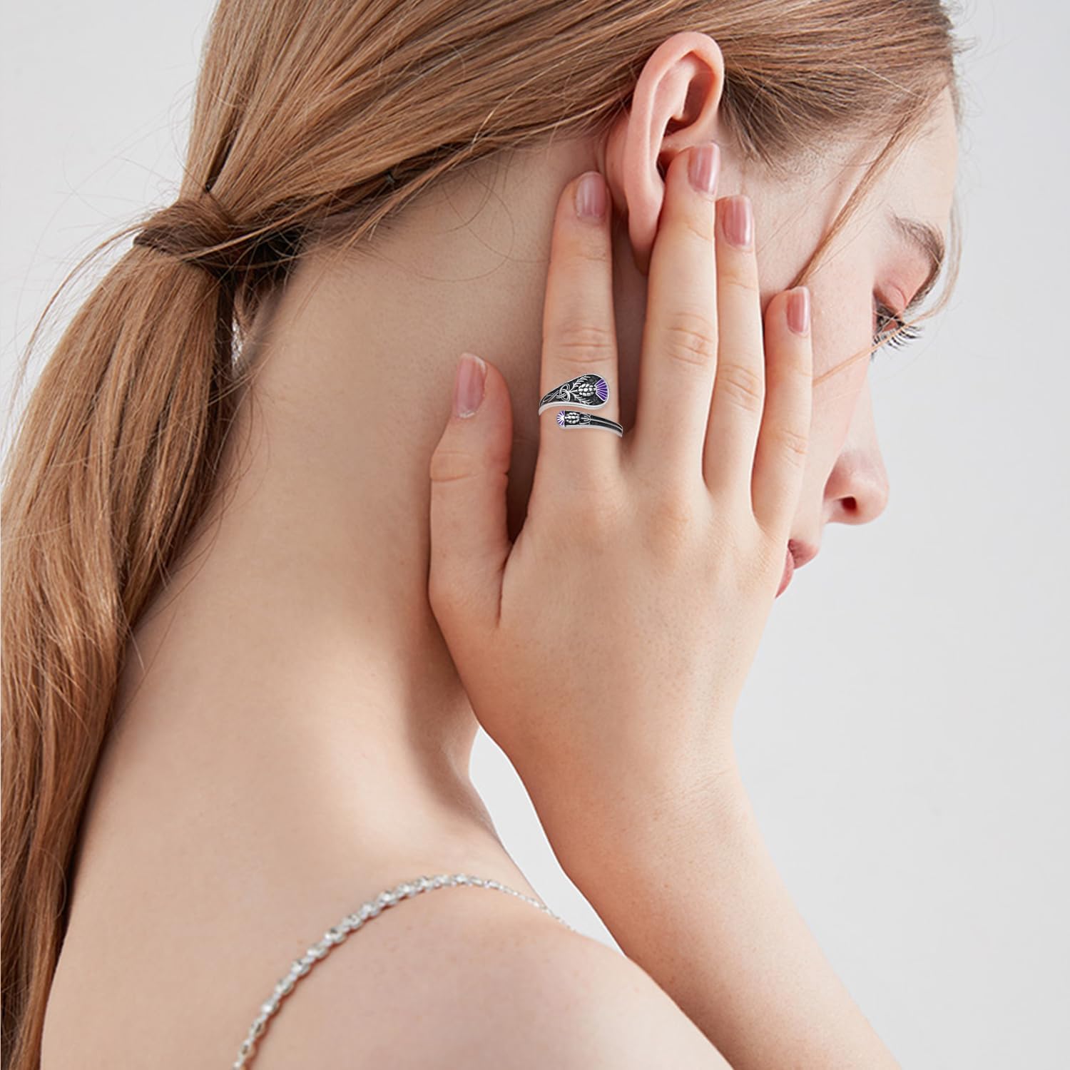 TYSO Scottish Thistle Jewelry 925 Sterling Silver Scottish Thistle Spoon Ring Scotland Celtic Knot Rings Jewelry Gifts for Women - Image 5