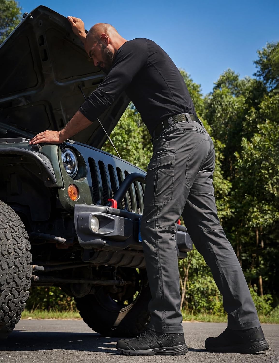 IDOGEAR Men’s Tactical Pants Flex Trousers Stretch Ripstop Water-Resistant Cargo Pants 6 Pockets for Hiking Work EDC image 3
