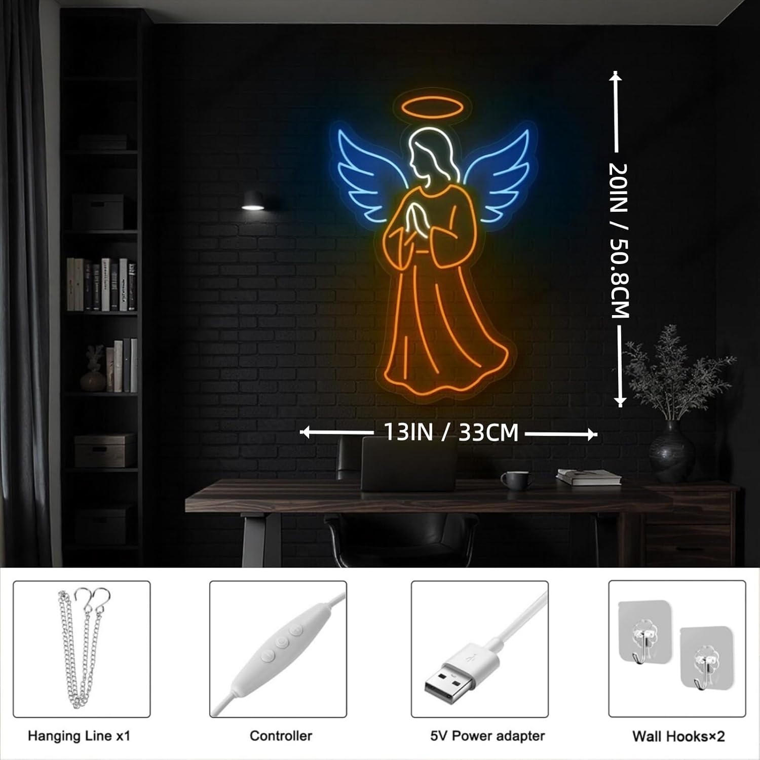 Guardian Angel Led Neon Sign, Easter Religious Personalized Holy Angel Neon Light Sign, Angel Wings Neon Sign Church Faith Prayer Room Wall Neon Decor Home Party, Wedding, Easter, New Year Gift