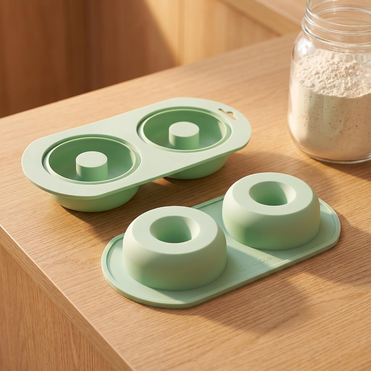 Ipetboom 2pcs Silicone Donut Baking Mold, 2 Cavity Round Nonstick Doughnuts Tray