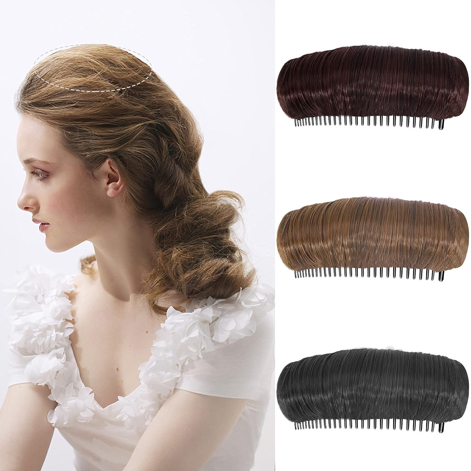 6 Pcs Hair Bun Perfect Puff Hair Head Cushion, Hair Base Bump Styling Invisible False Hair Clip Insert Tool Volume Fluffy Princess Styling Increased Hair Pad : Beauty & Personal Care