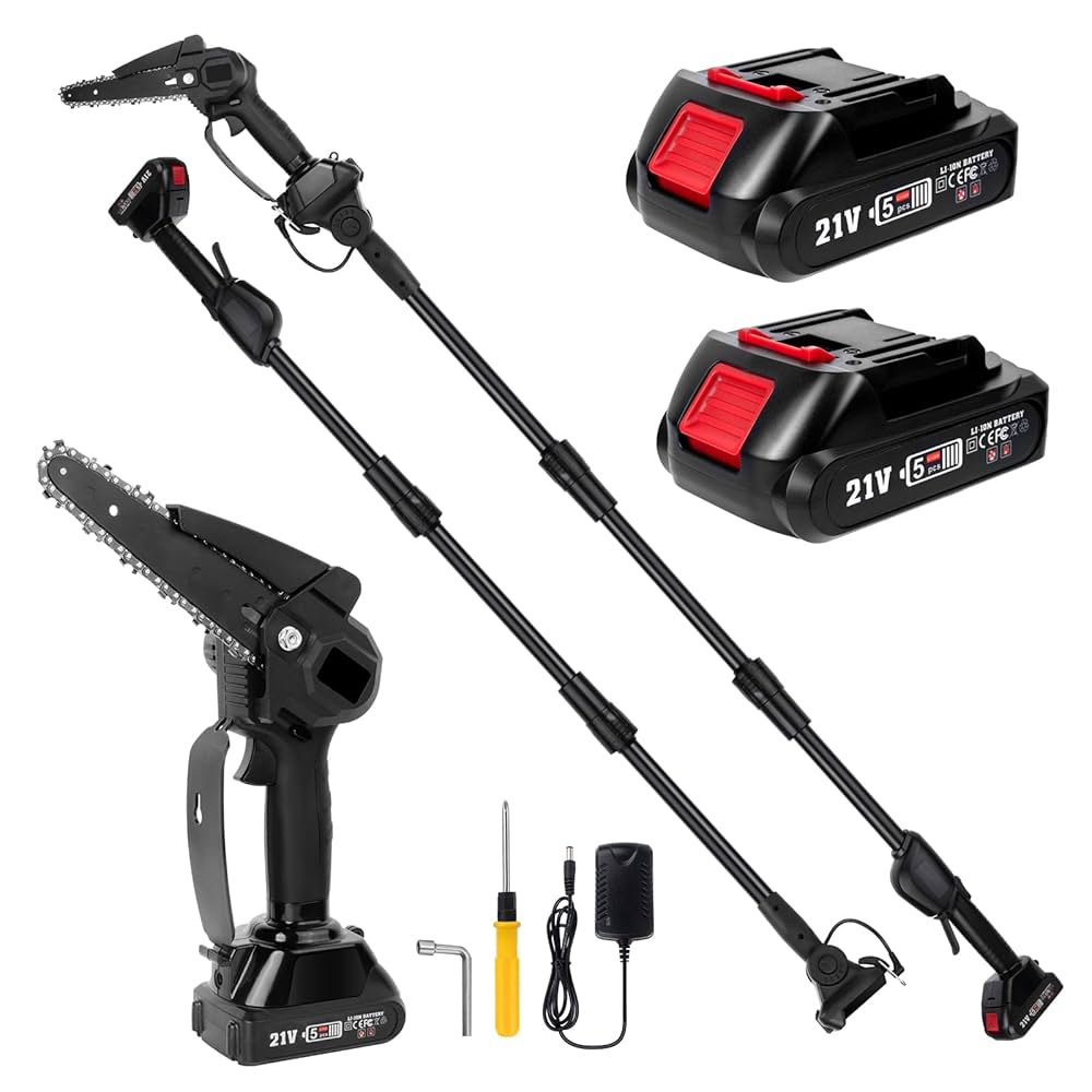 高枝切り電動チェーンソー 電動 チェーンソー３段階伸縮延長ポール最長1.85m Amazon | 高枝切り電動チェーンソー 充電式 高枝 チェーンソー
