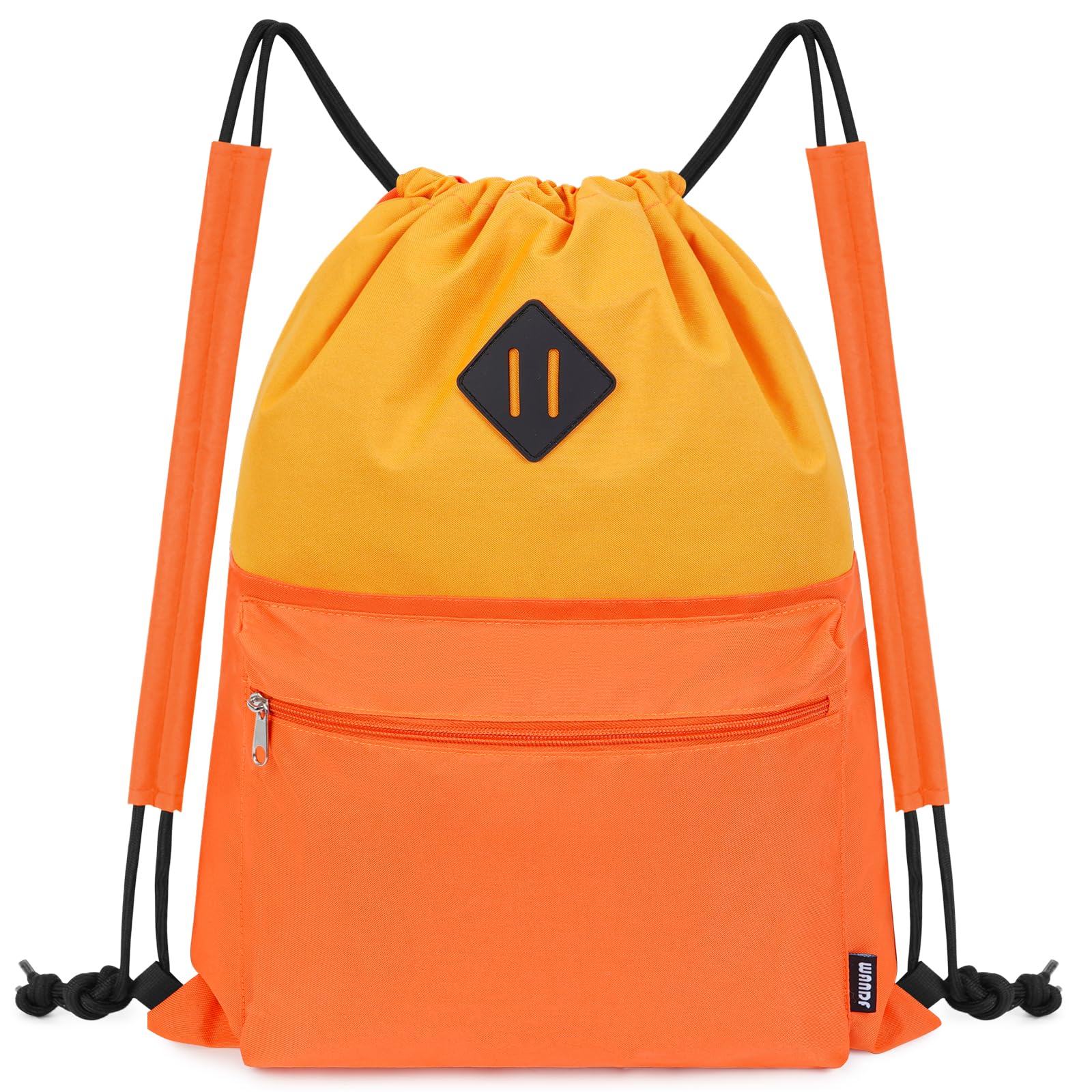 WANDFDrawstring Backpack with Shoulder Pad Sports Gym Backpack with Wet Compartment, Water-Resistant String Bag Cinch Bag for Women Men (Orange with Shoulder Pad)
