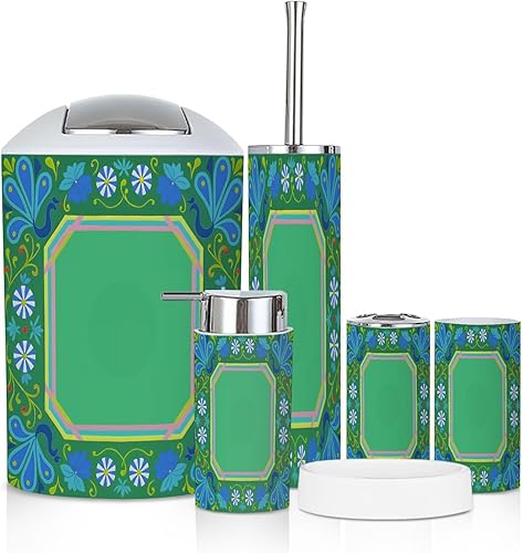 Miniatura 21 de Juego de accesorios de baño, 6 piezas vintage de mediados de siglo de los años 50, moderno y simétrico curvado, soporte para cepillos de dientes,