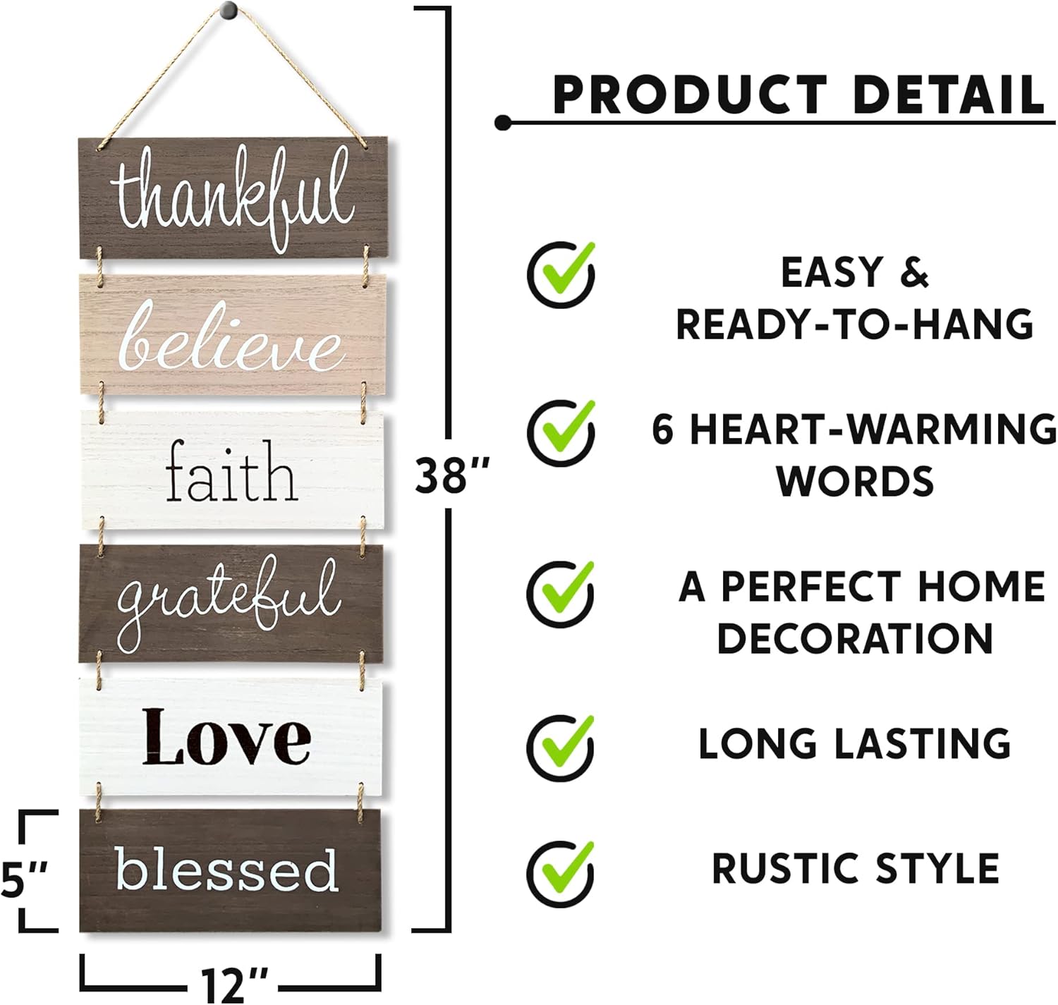 Rustic Hanging Wall Decor Sign - Farmhouse Vertical Art