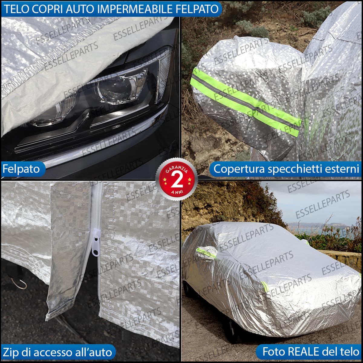 Telo Copri Auto Copriauto per Fiat Qubo Impermeabile Antigraffio Felpato