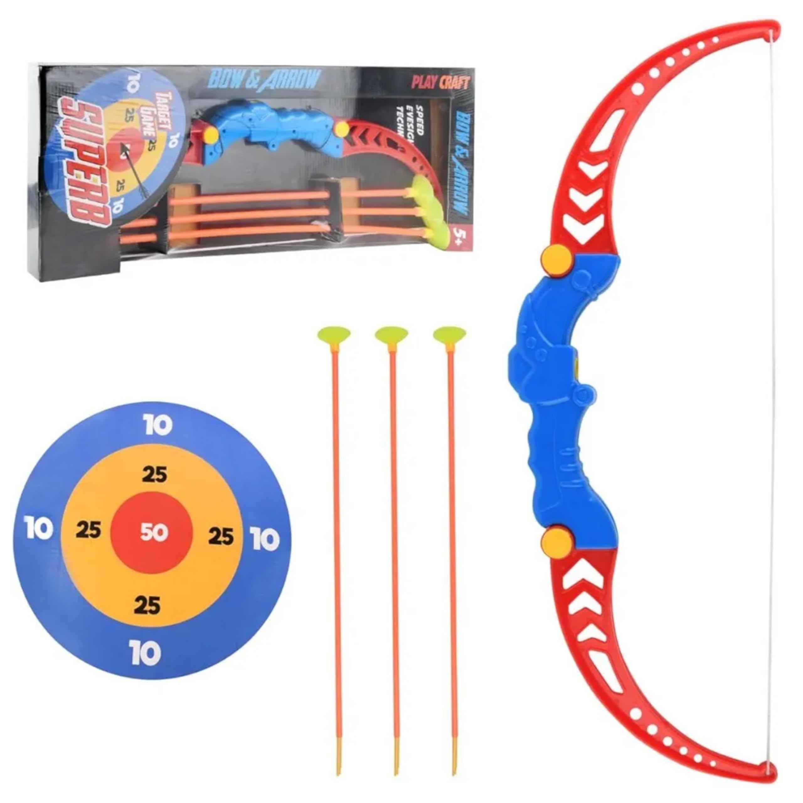 Out Door Game Toy Archery Bow and Arrow Set, Blue and Red, with Safety Suction Cup Arrows Pack of 1 4