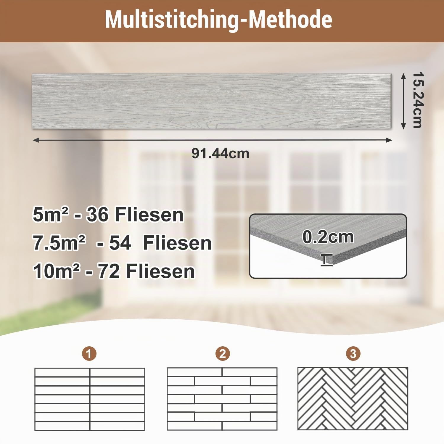 PVC Bodenbelag Selbstklebend, 90 Fliesen ca.12.5 m² Vinylboden Selbstklebend,Bodenfliesen 91.5x15.2cm Laminat Dielen Vinyl-Fliesen für Fußbodenheizung,Rutschfest Wasserfest,Rauchgrau