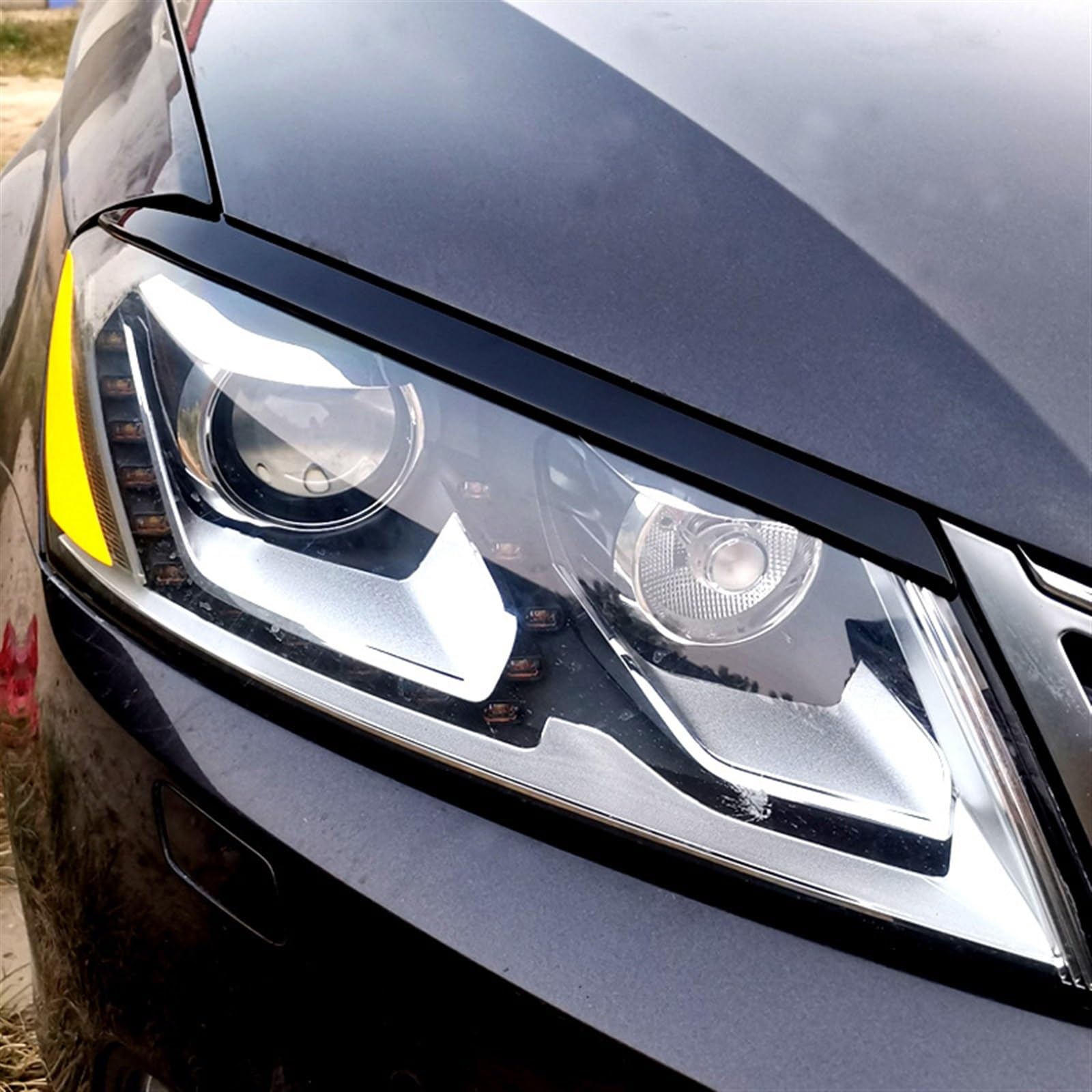 Naklejka na reflektor przedni samochodu, brwi, powieki, brwi, Compatible With Volkswagena, Compatible With VW Passata B7 2010-2014(Carbon Fiber)