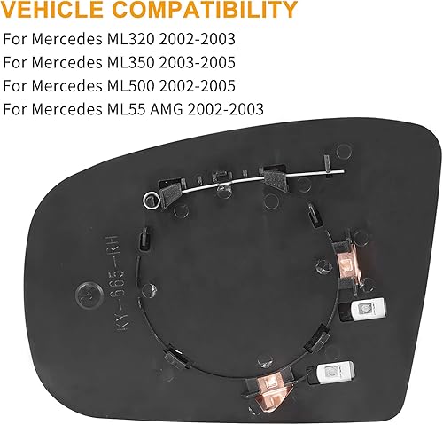 Miniatura 2 de X AUTOHAUX Espejo de vidrio calentado con placa de respaldo lado del pasajero lado derecho espejo retrovisor vidrio para Mercedes ML320 ML350 ML500