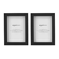 Vista 1 de Yaxa Basics Marco de fotos rectangular de 5 x 7 pulgadas o 4 x 6 pulgadas con paspartú, paquete de 2, color negro