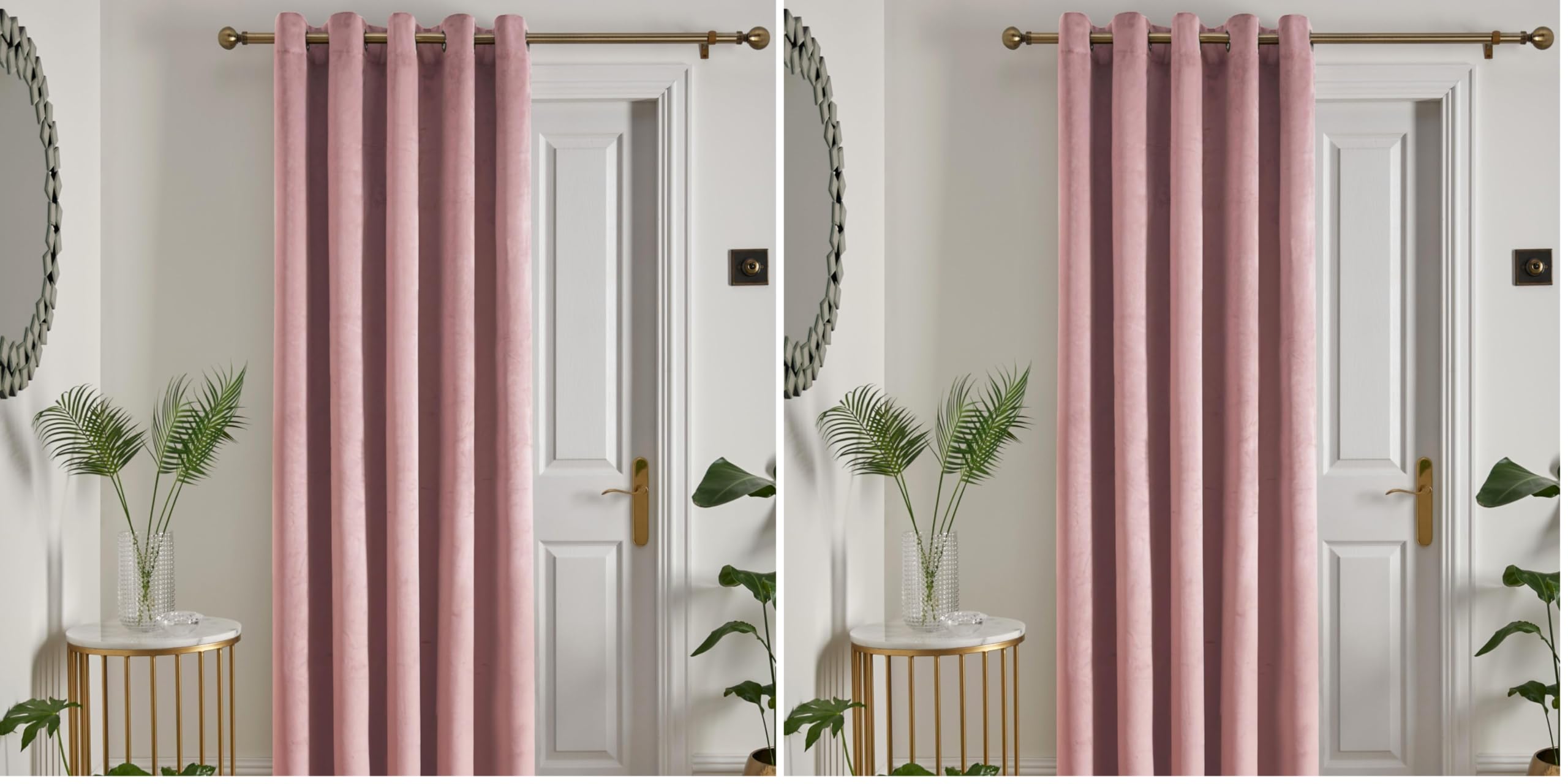 Appletree Laurence Llewelyn-Bowen Montrose Rideau œillets Velours Rose pâle - 168 x 214 cm - 1 Panneau - Thermique insonorisant - Doux Blush - Chambre à Coucher Salon (Lot de 2)