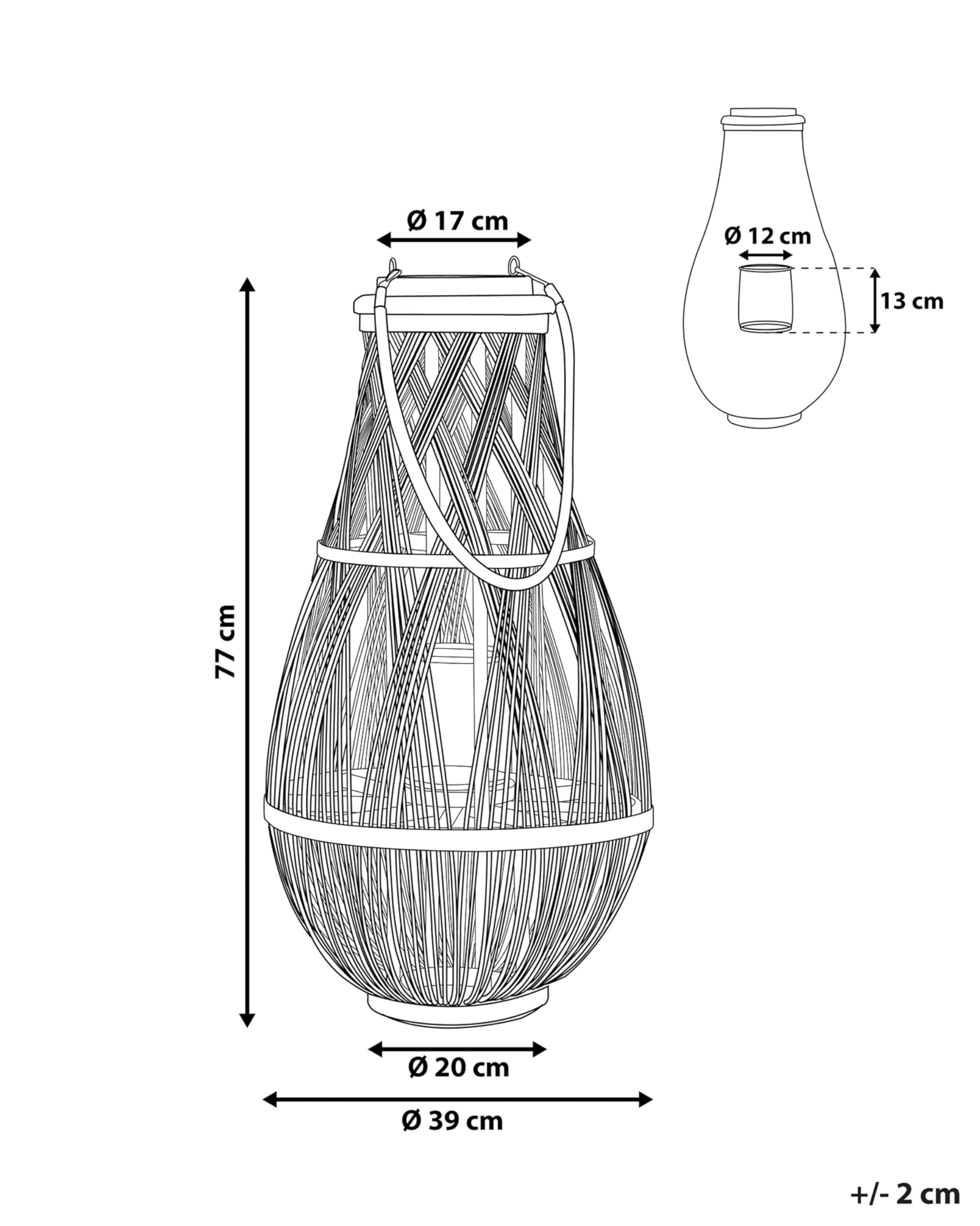 Bambusowy lampion dekoracyjny 77 cm na świeczkę pleciony biały Tonga