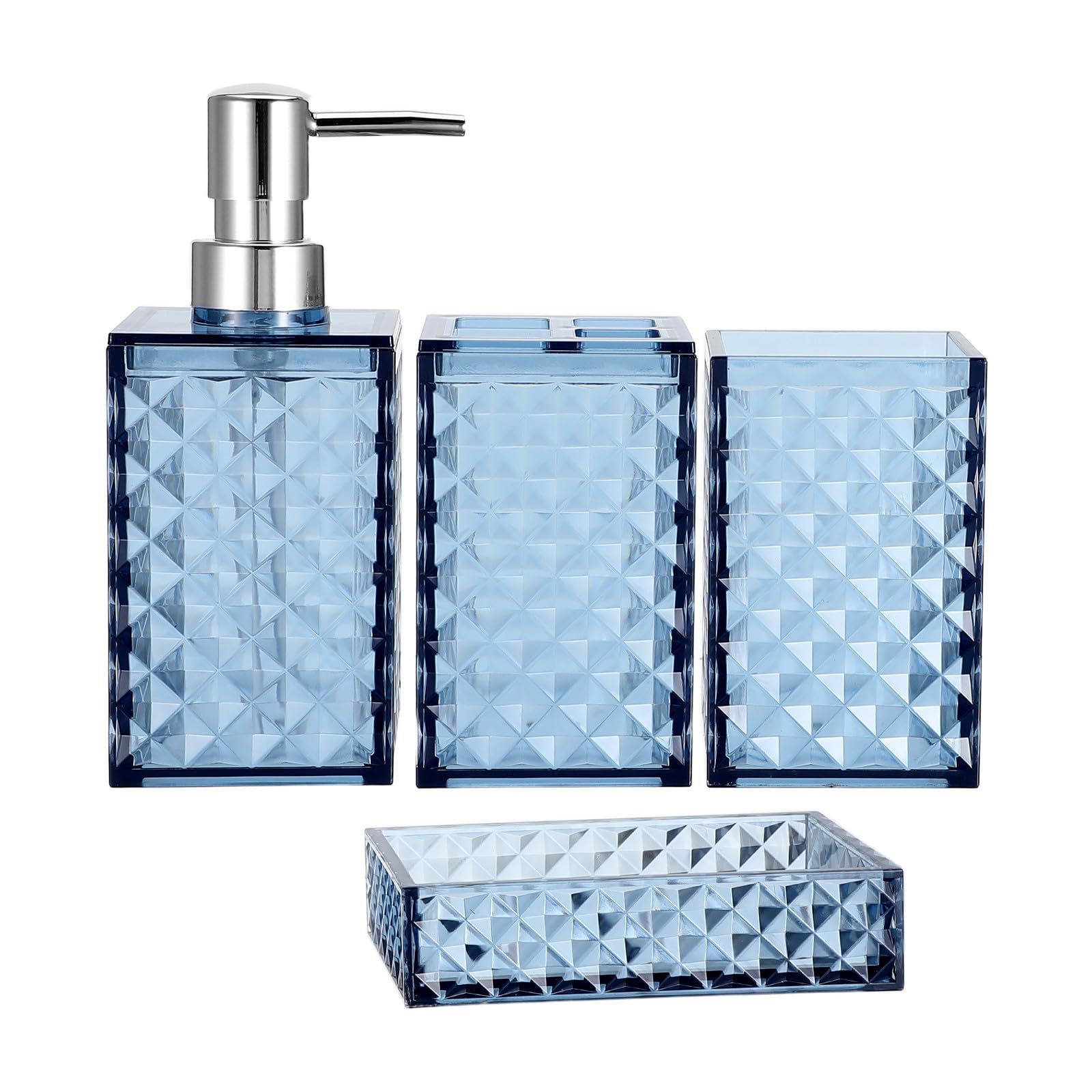 Juego de accesorios de baño de material PS resistente con acabado azul bohemio de alta durabilidad