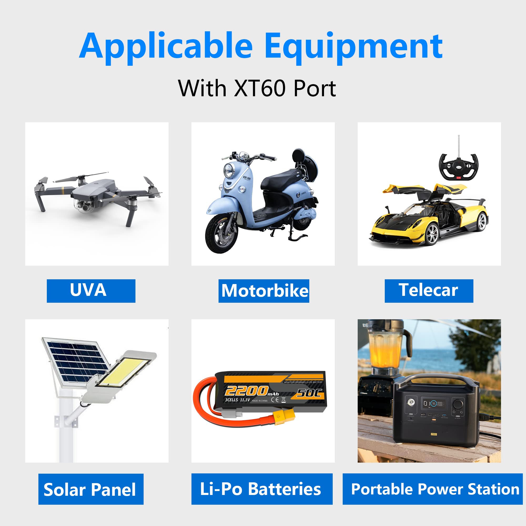 Lot De 2 Adaptateurs XT60 à 2 Broches Pour Bornes à Vis, 10 A XT60 Mâle