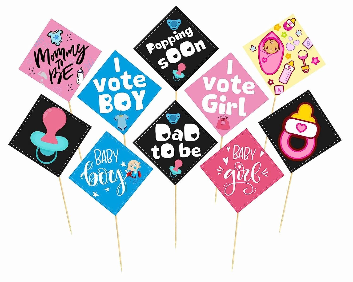 Indian Collectible - Set di 10 accessori per foto per baby shower, decorazione per feste con scritta "Mum to be", per adulti e bambini