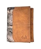 Camo Slim Card Holder Money Clip Wallets for Men (Edge Camo Burnished Tan Leather Trifold Wallet)