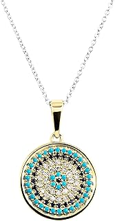 Dazzlingrock Collection Dainty, Attractive Round Blue Sapphire, Turquoise & White Diamonds Ladies Pendant with 18 Inch Cha...