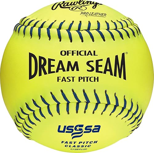 Rawlings Pelotas oficiales de DREAM SEAM Fastpitch USSSA de 12 pulgadas C12BYLUC 12 unidades