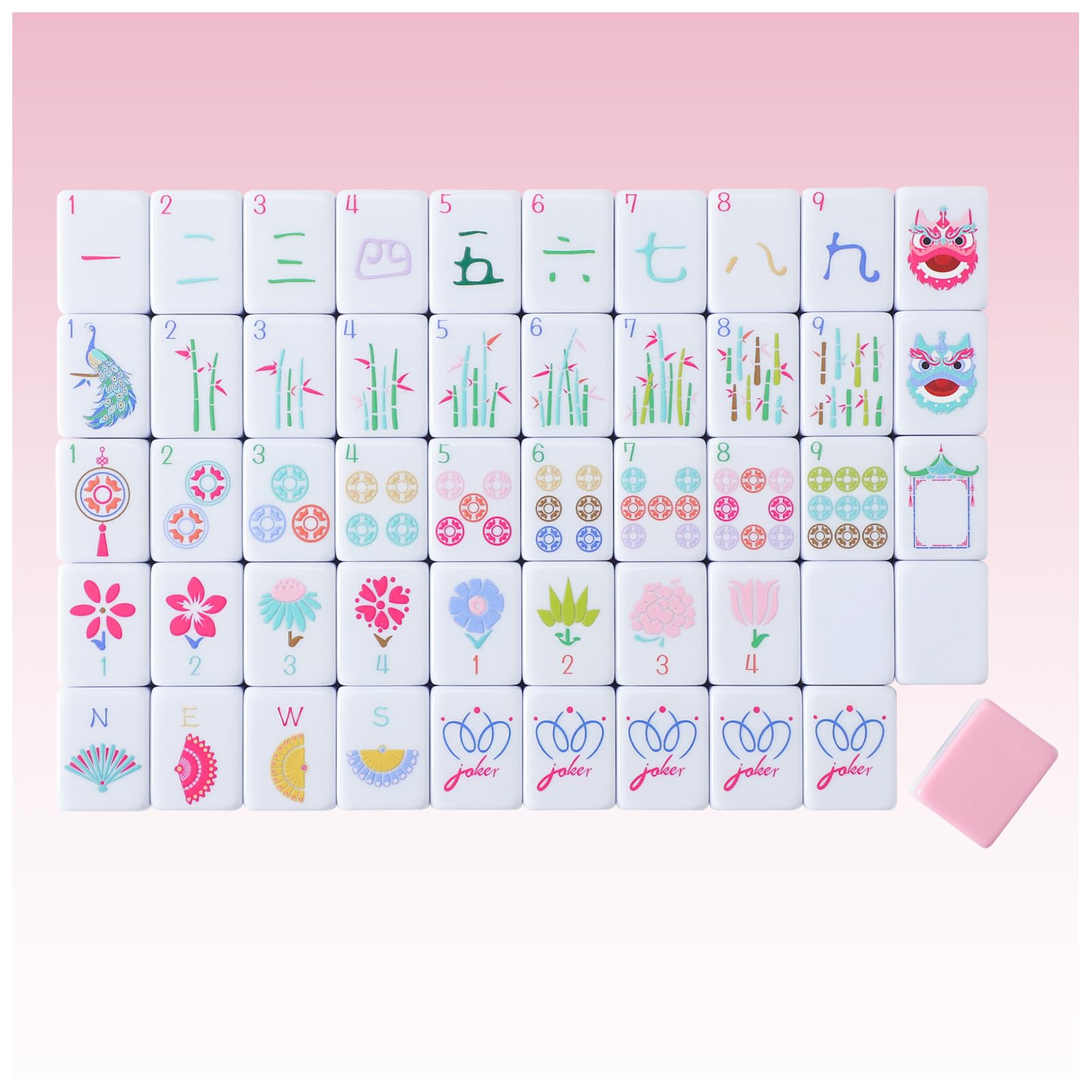 Amazon.com: My Mahjong Trove 160 Pink American Printed Mahjong