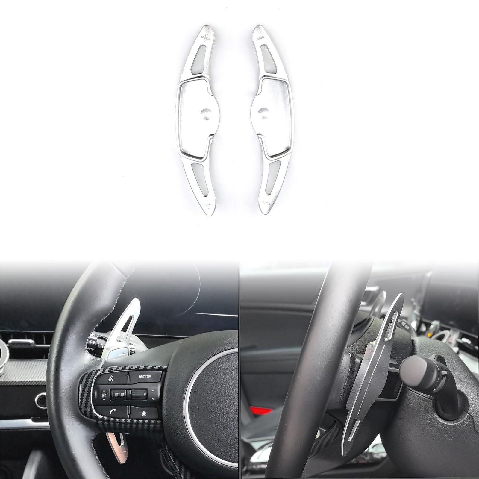 JUIVEEL Aluminum Steering Wheel Paddle Shifter Extension Cover Trim Steering Paddle Shifter Extension Compatible with Kia Sportage 2023-2025 Accessories (Sliver Style)