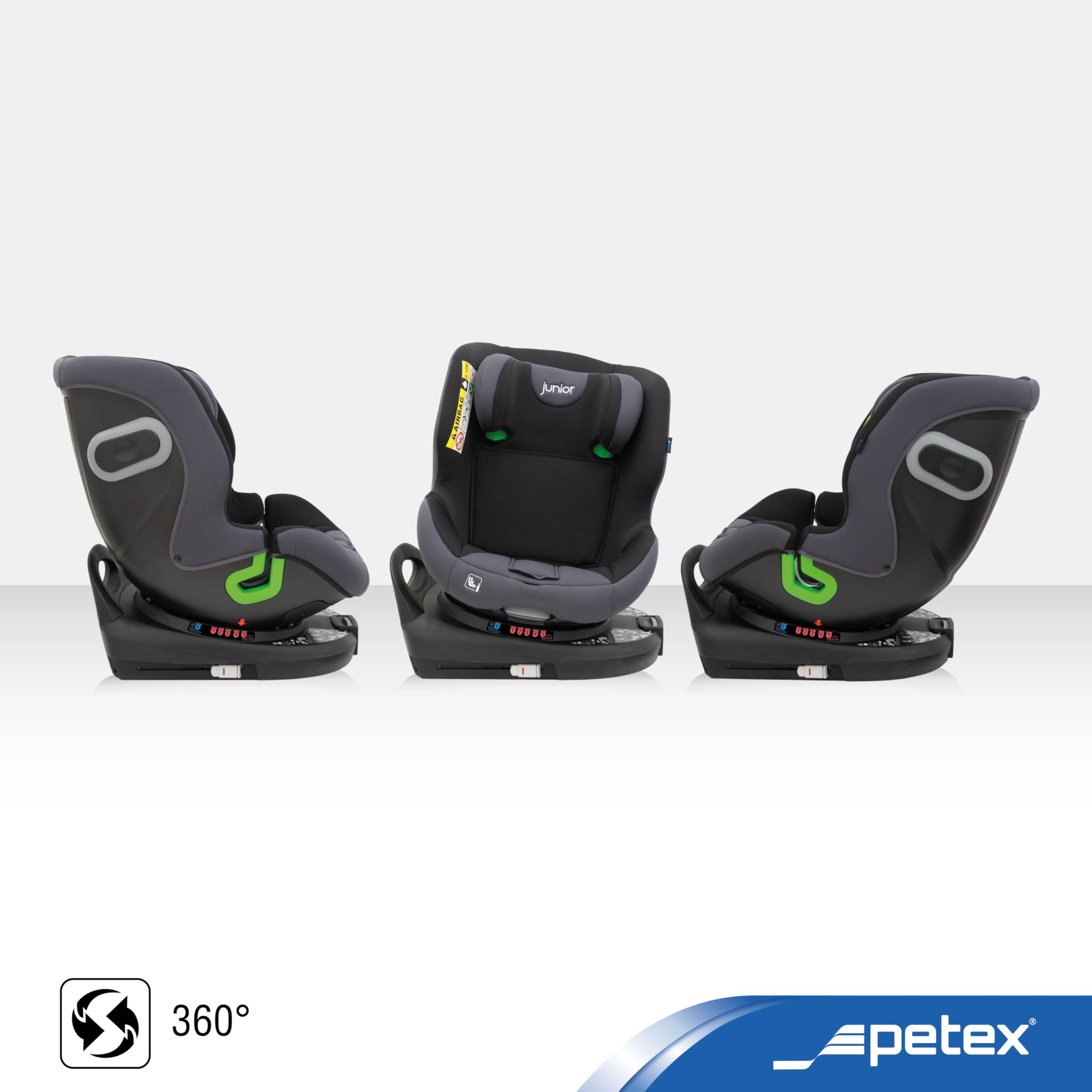 PETEX Auto Kindersitz King, i-Size, 40-135 cm, grau, 1 Stück | 360° drehbar, ISOFIX, Stützfuß, nach ECE R129, mitwachsend