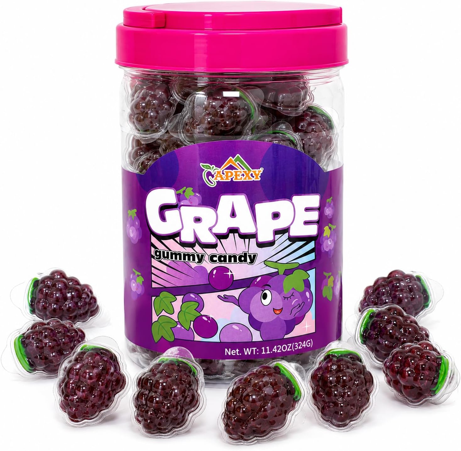 Grape Gummy Candy, Jelly Filled Liquid Center Gummies, Individually Wrapped Spooky Eye Candy, Halloween Party Favors, Classroom Treats & Birthday Candy, 18 Pieces, 11.42 oz